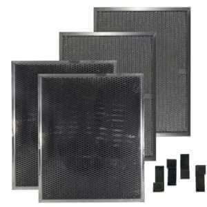 Aluminum Mesh Grease Charcoal Carbon Spring Clip Range Hood Filter Kit Replacement